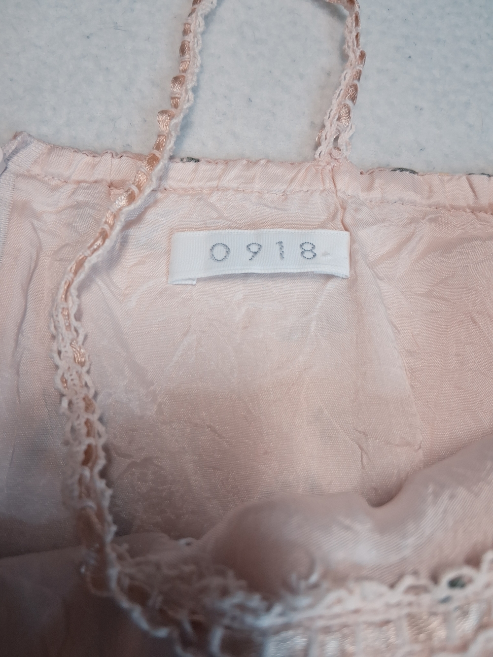 0918 100% Cotton Pink Floral Slip Dress with Ruffle Hem - Picture 2 of 4